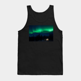 Taiga home under Northern Lights Aurora borealis Tank Top